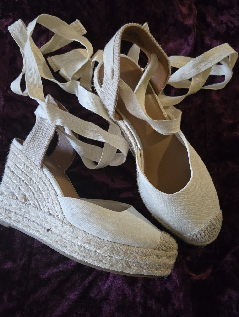 Universal Thread Cream Espadrille Ankle Lace Up Wedge 7.5